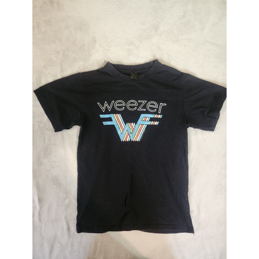 Weezer cotton t-shirt featuring the band's iconic multi-colored stacked "W" logo